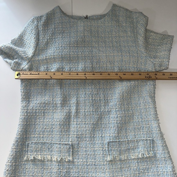 Bebop Women's Blue Cream Short Sleeve Tweed Dress Size Large - Picture 7 of 9
